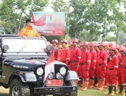 Cegah Karhutbunla, Bupati Banyuasin Pimpin Apel Gelar Pasukan Dan Peralatan