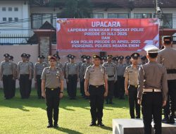 56 Personil Polres Muara Enim Menerima Kenaikan Pangkat