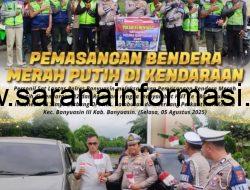 Satlantas Polres Banyuasin Bagi-Bagi Bendera Merah Putih Di Pengendara! Sambut HUT RI Ke-80, 