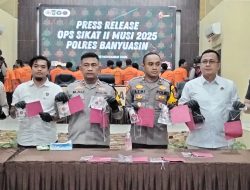 Ops Sikat II Musi 2025 Polres Banyuasin Ungkap Berbagi Kasus, Dan Perss Rilis 