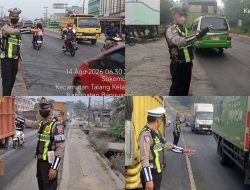 Pagi Hari, Satlantas Polres Banyuasin Gelar Strong Point Di Sejumlah Titik