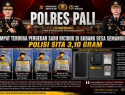 Empat Terduga Pengedar Sabu Diciduk di Gudang Desa Semangus, Polisi Sita 3,10 Gram